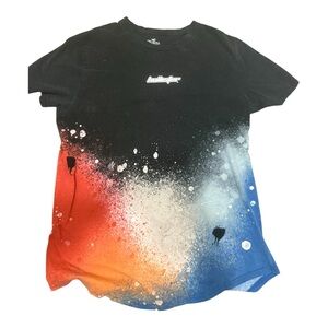 Hollister Black Tee with Red and Blue Splatter Y2K Size Large